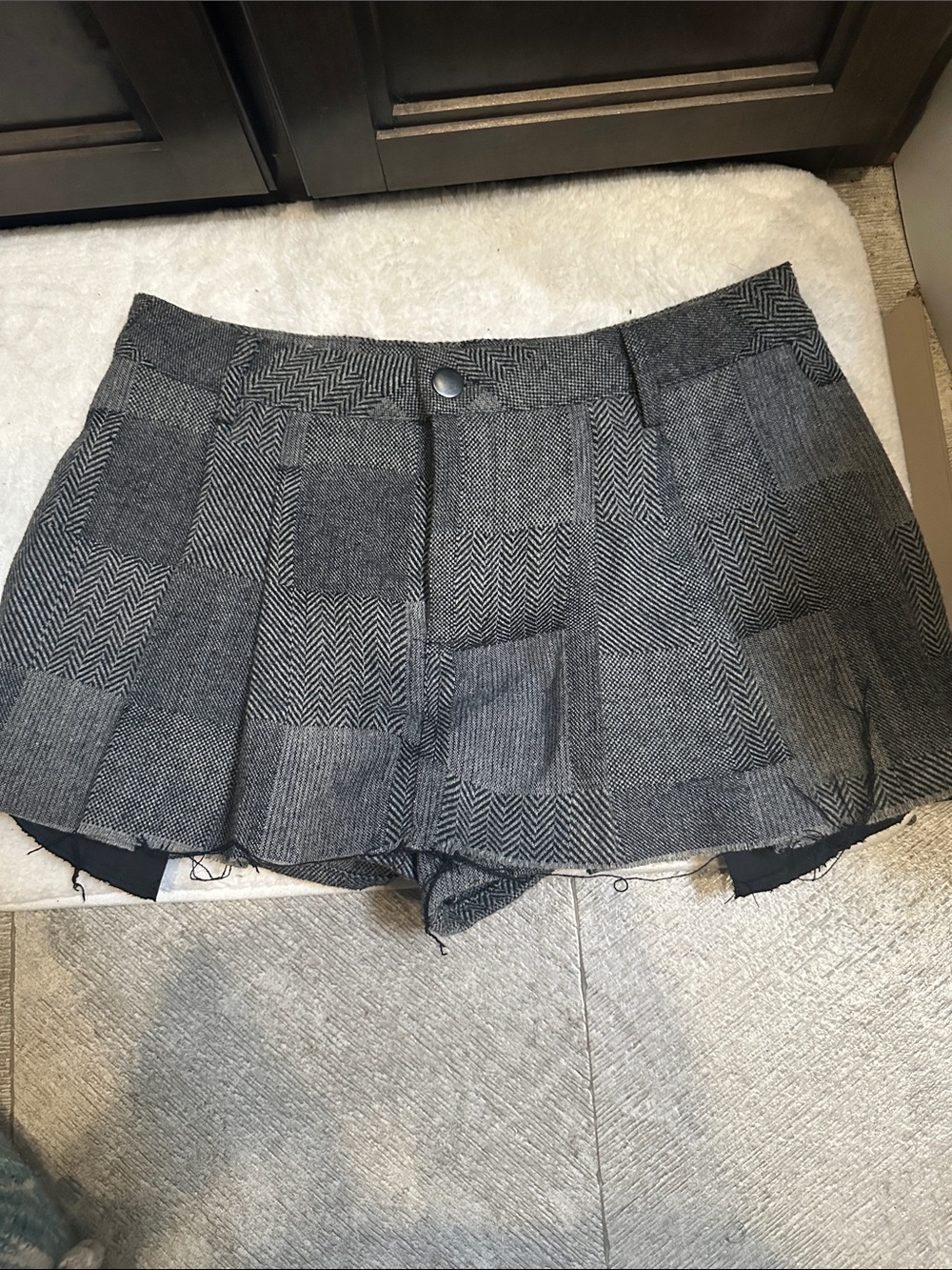 Forever 21 Gray Patchwork Pleated Skort